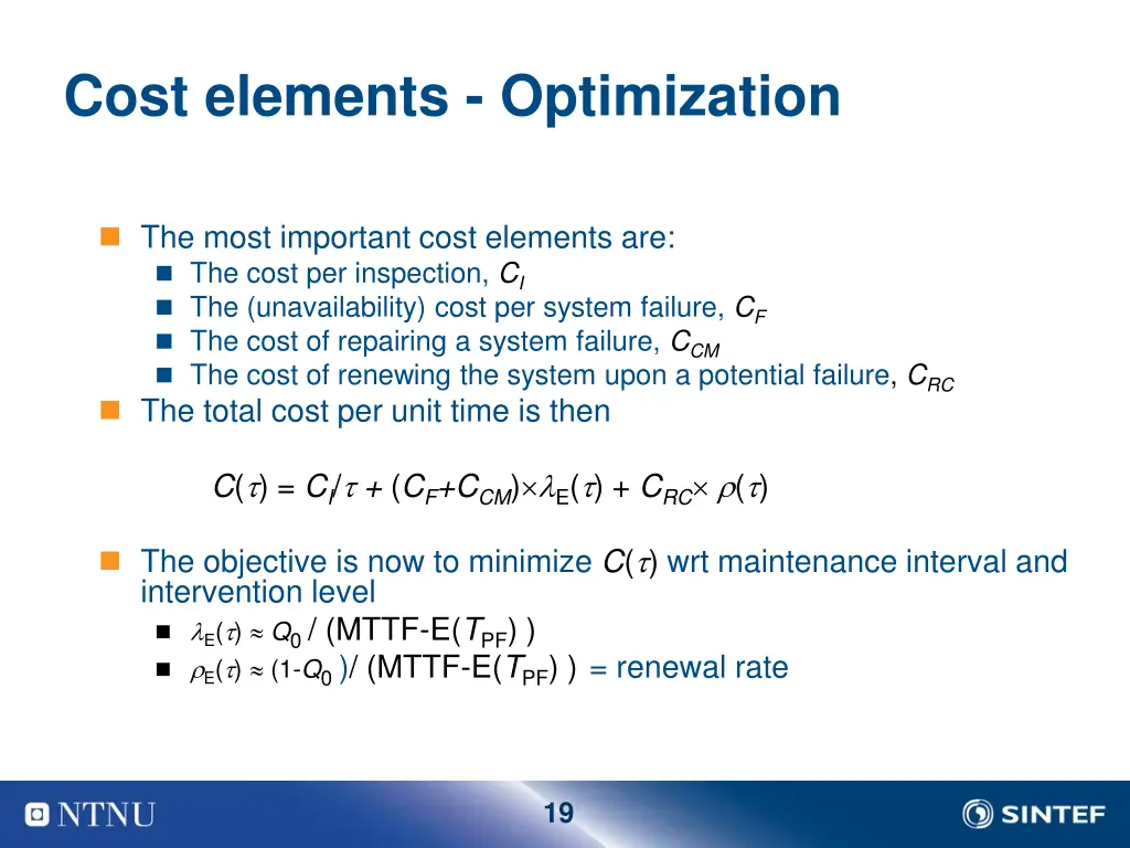 cost elements optimization