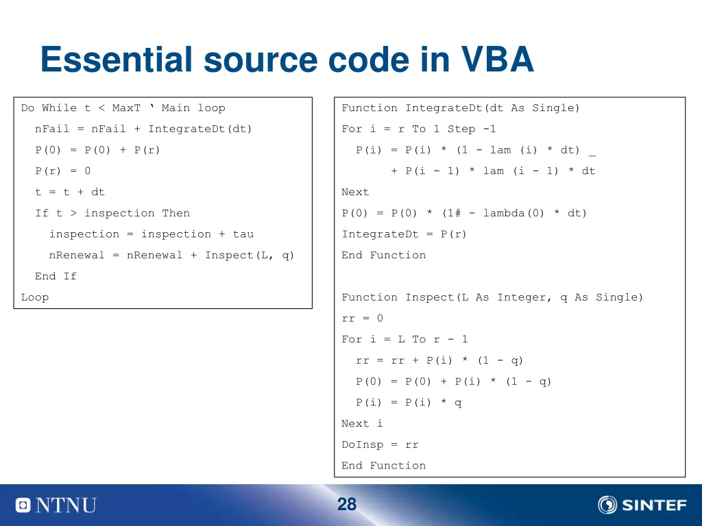 essential source code in vba