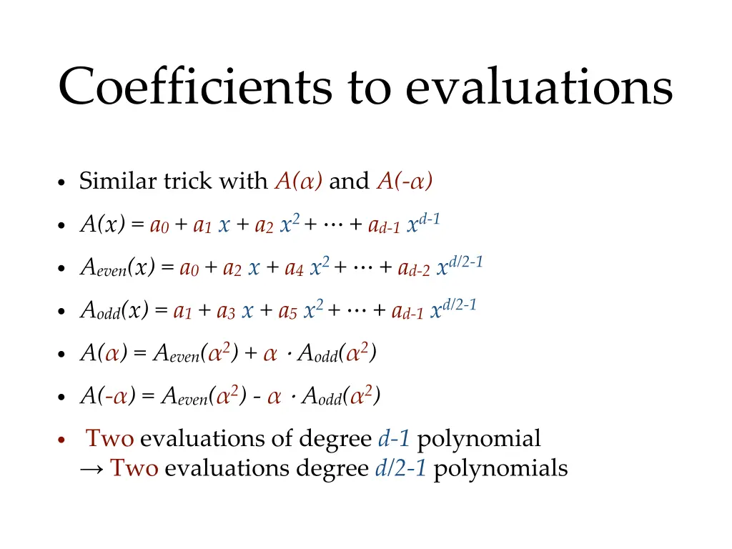 coefficients to evaluations 1
