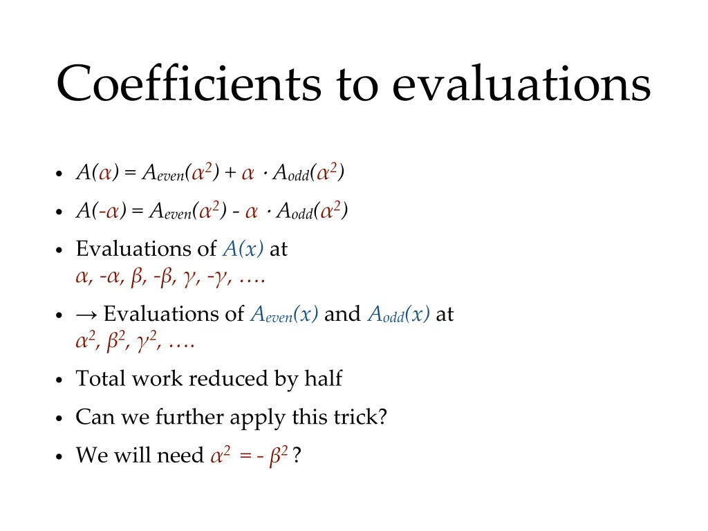 coefficients to evaluations 2