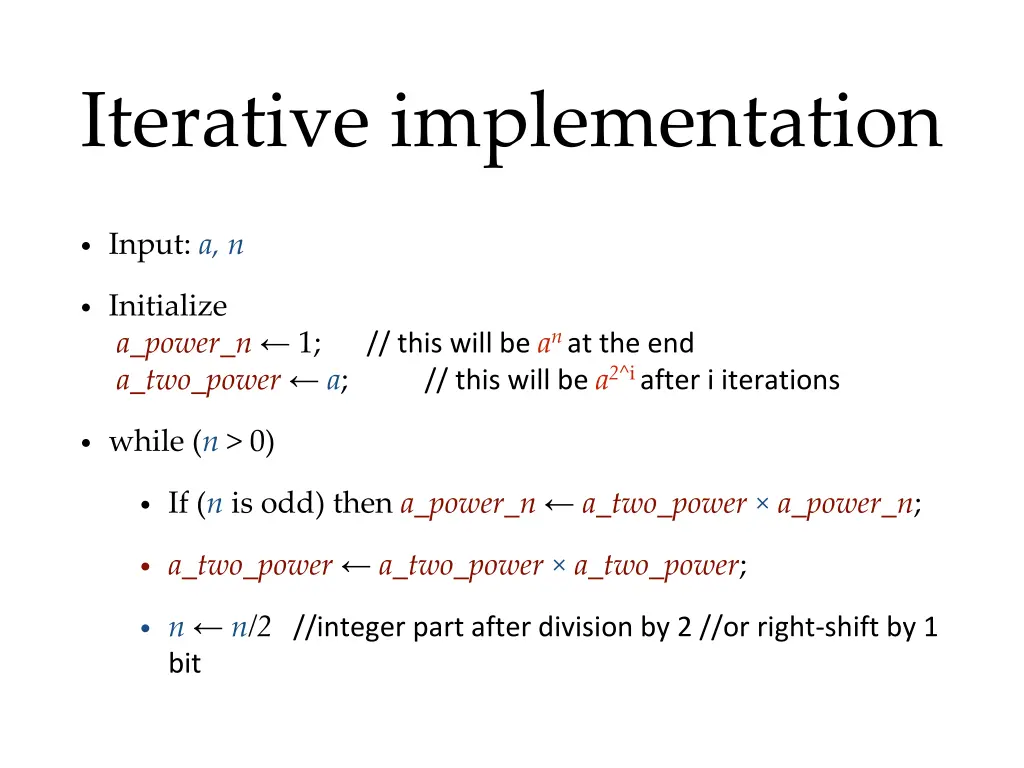 iterative implementation