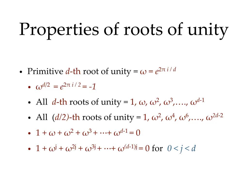 properties of roots of unity