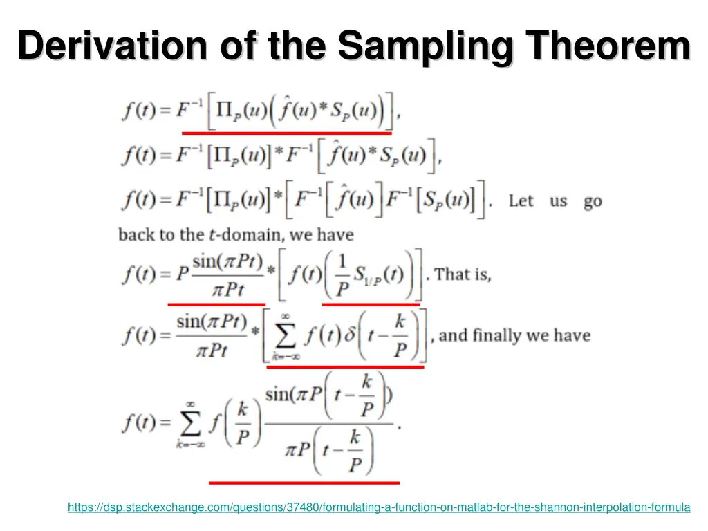 derivation of the sampling theorem