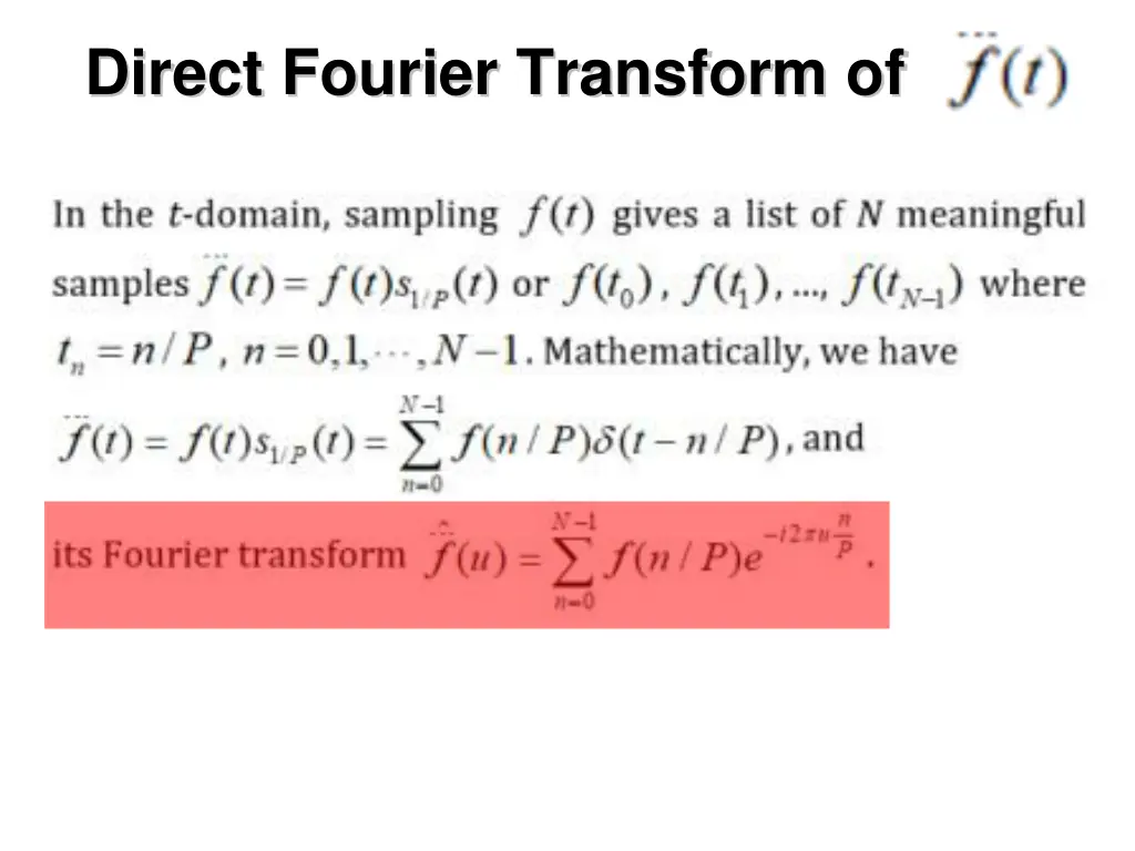 direct fourier transform of