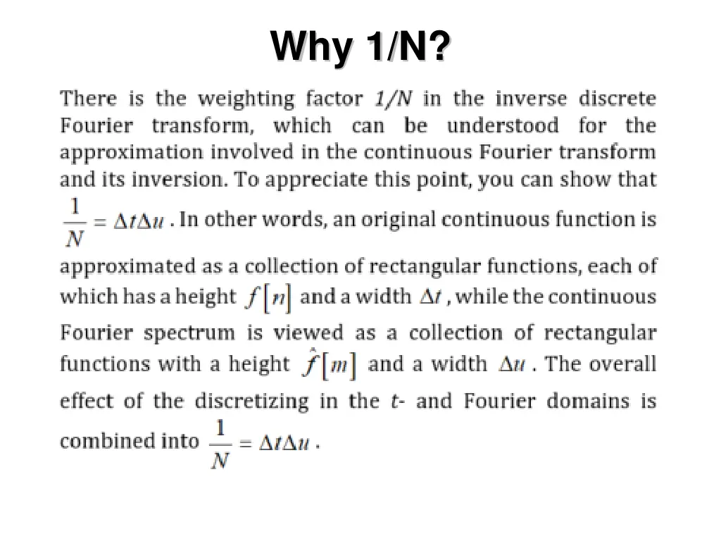 why 1 n