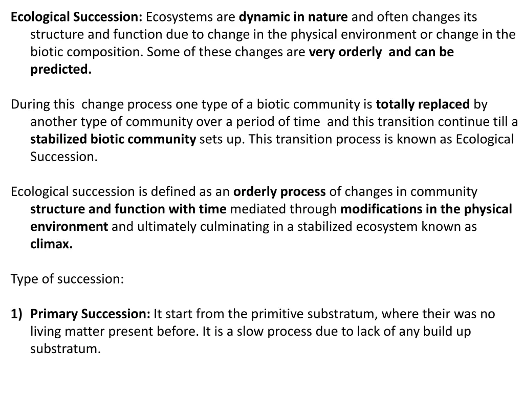 ecological succession ecosystems are dynamic