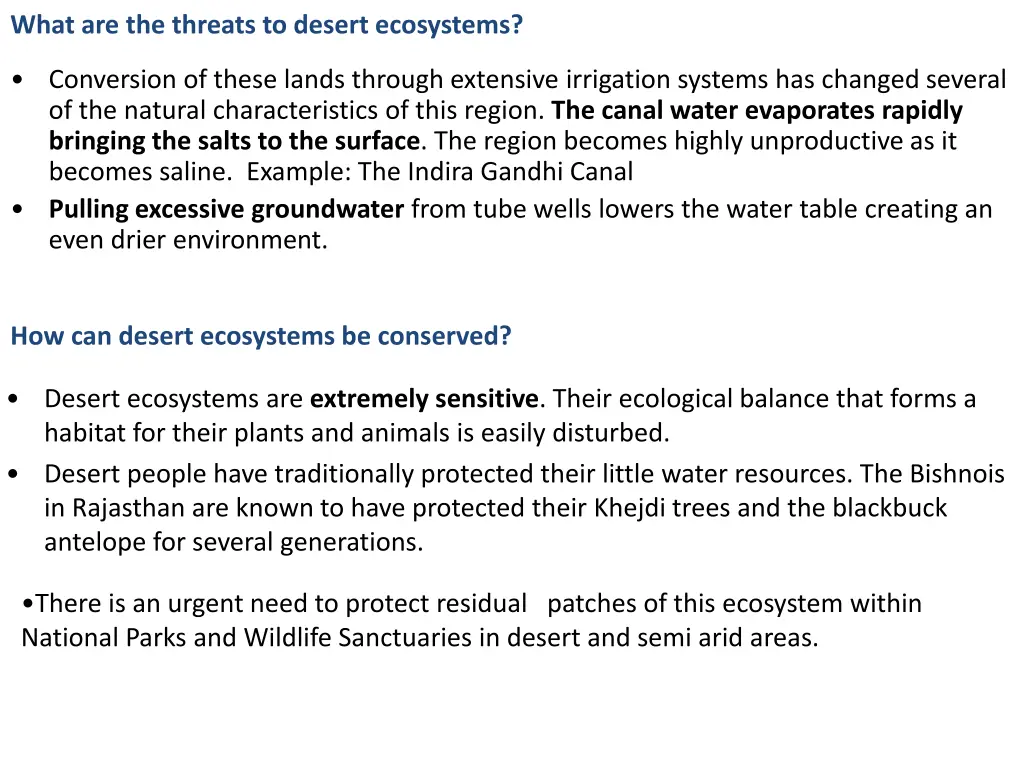what are the threats to desert ecosystems