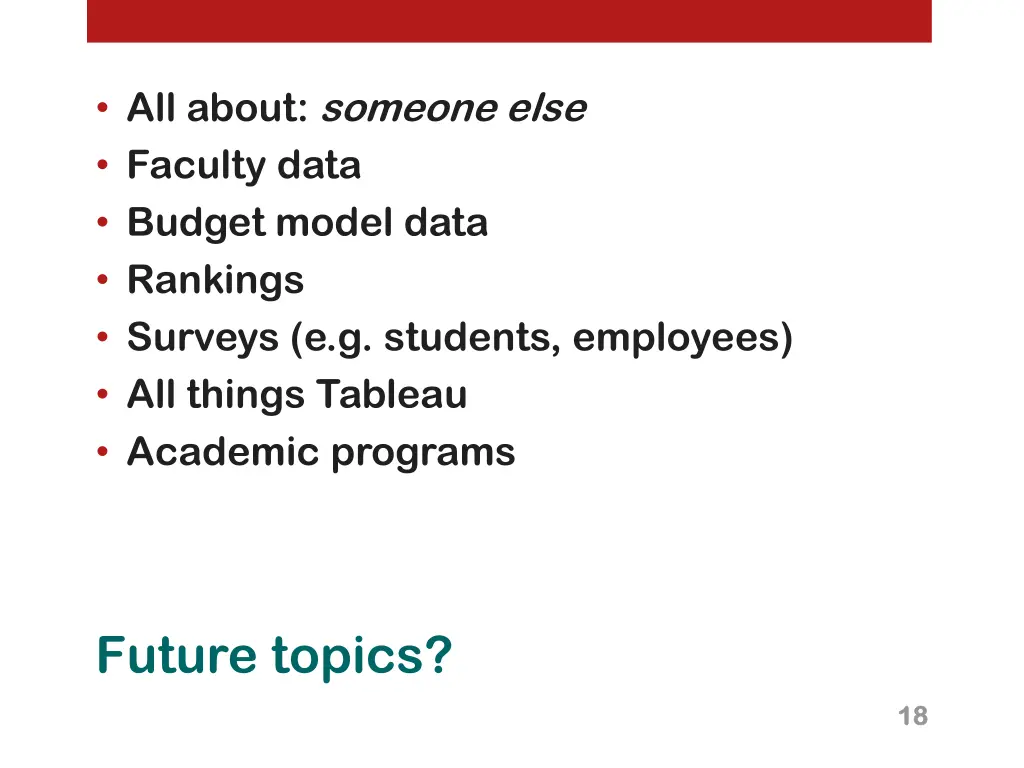 all about someone else faculty data budget model