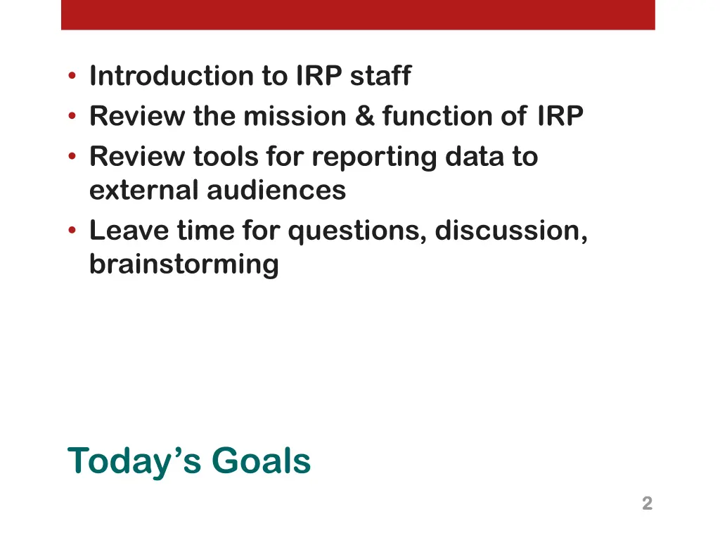introduction to irp staff review the mission