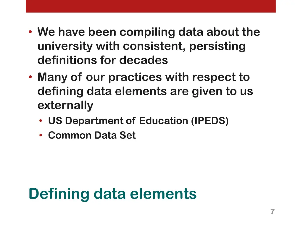 we have been compiling data about the university
