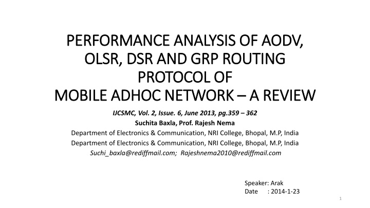 performance analysis of aodv performance analysis