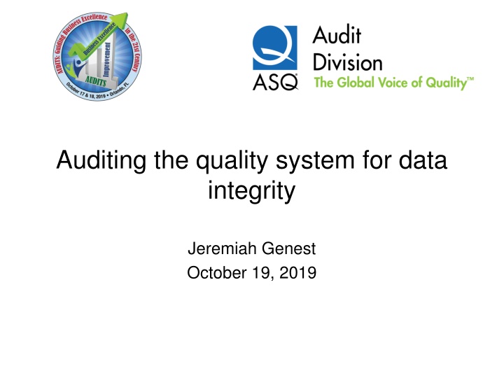 auditing the quality system for data integrity