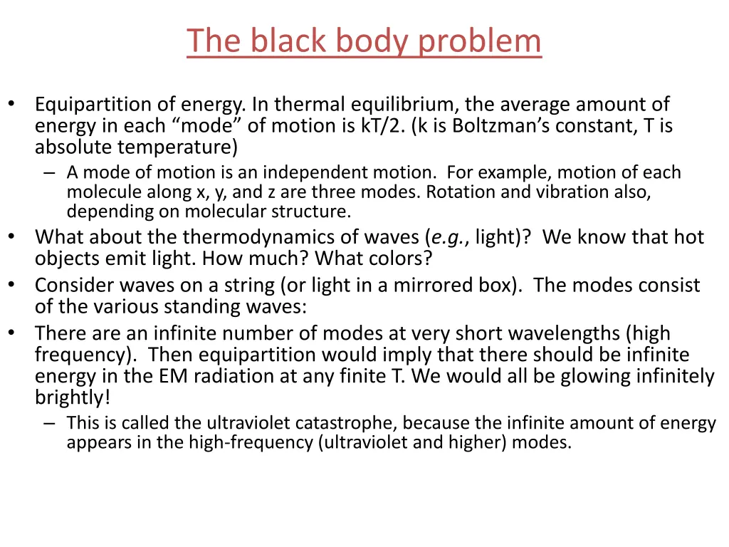 the black body problem