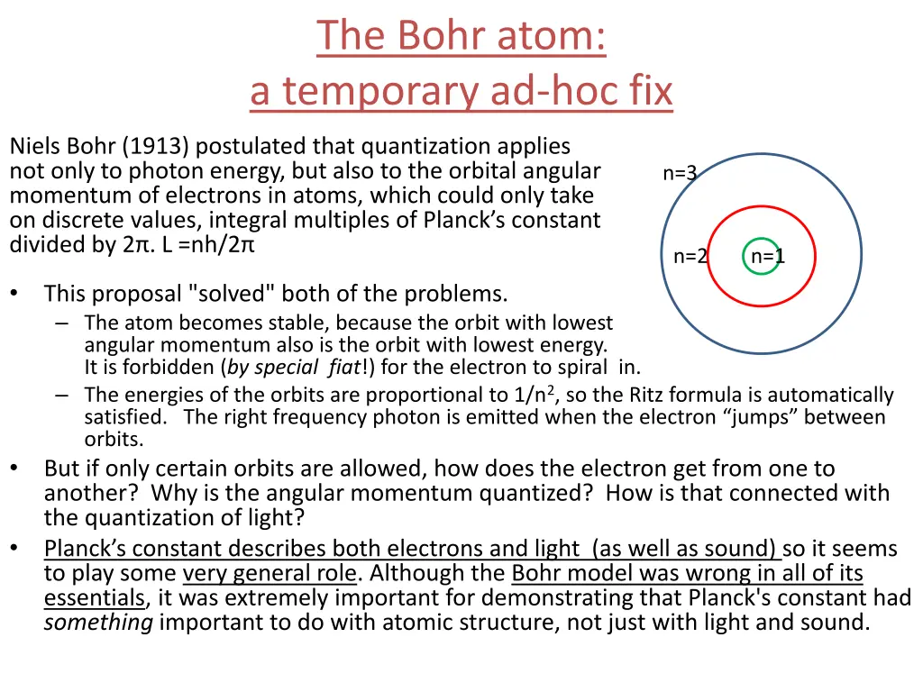 the bohr atom a temporary ad hoc fix