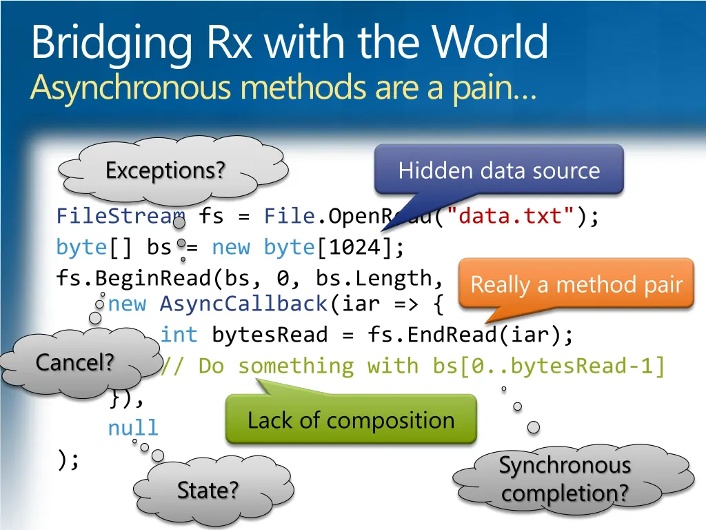 bridging rx with the world asynchronous methods