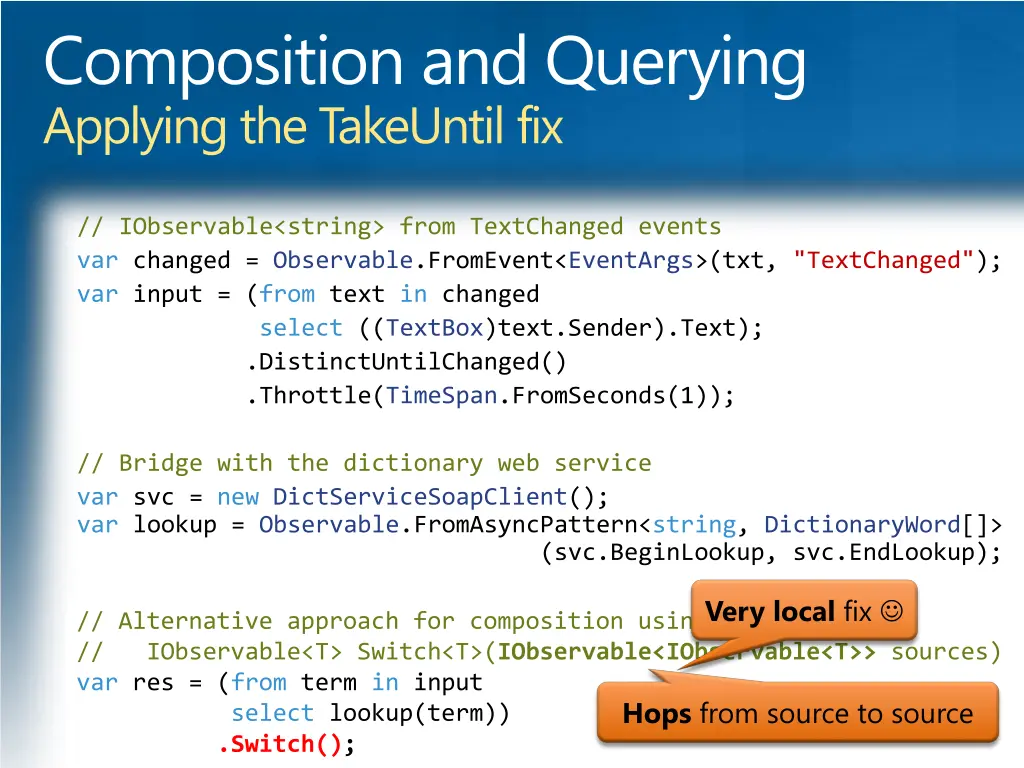 composition and querying applying the takeuntil
