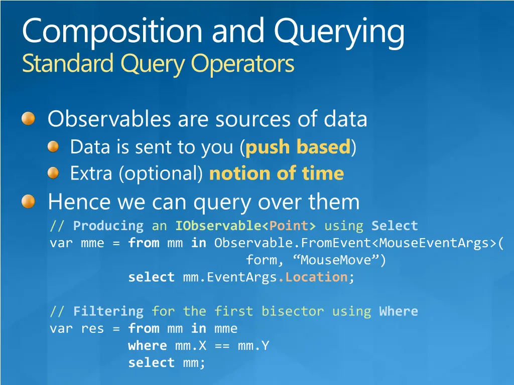composition and querying standard query operators