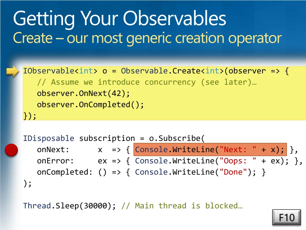 getting your observables create our most generic 1