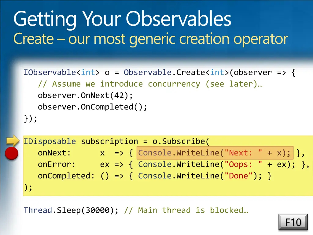getting your observables create our most generic 2