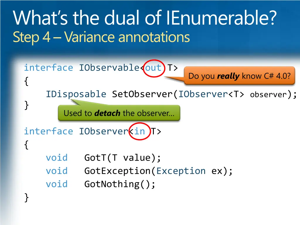 what s the dual of ienumerable step 4 variance