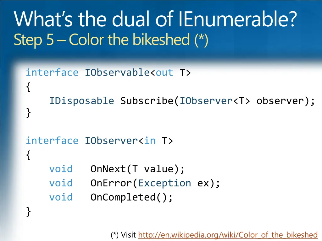 what s the dual of ienumerable step 5 color