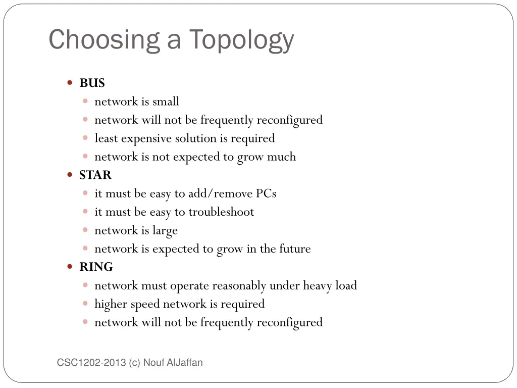 choosing a topology