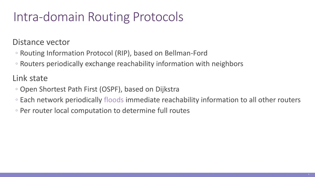 intra domain routing protocols