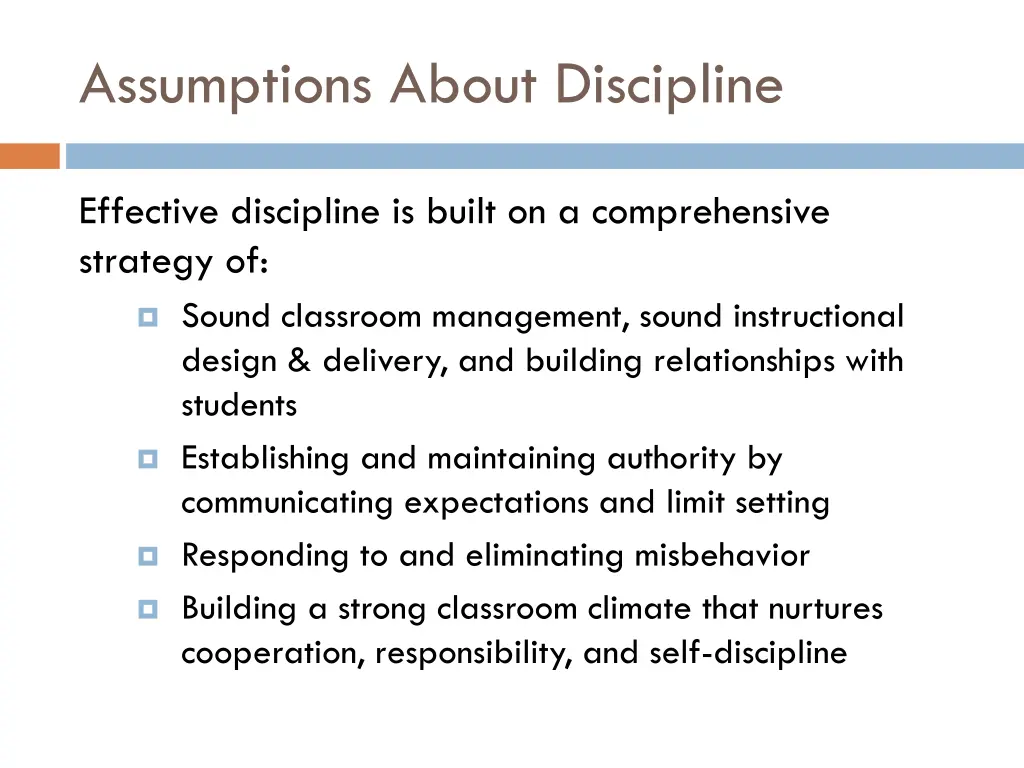 assumptions about discipline 1