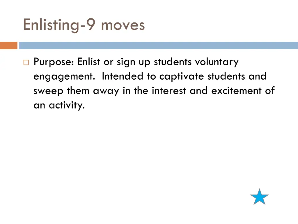 enlisting 9 moves