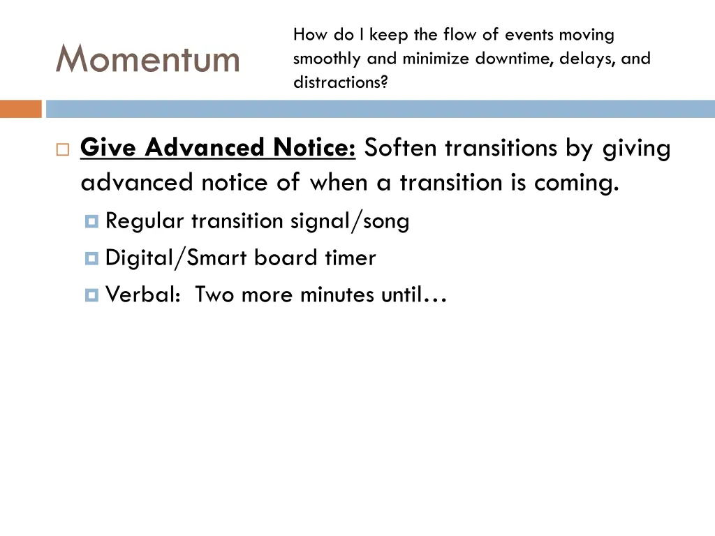 how do i keep the flow of events moving smoothly 5