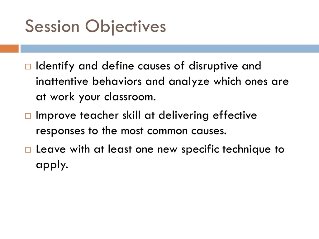 session objectives