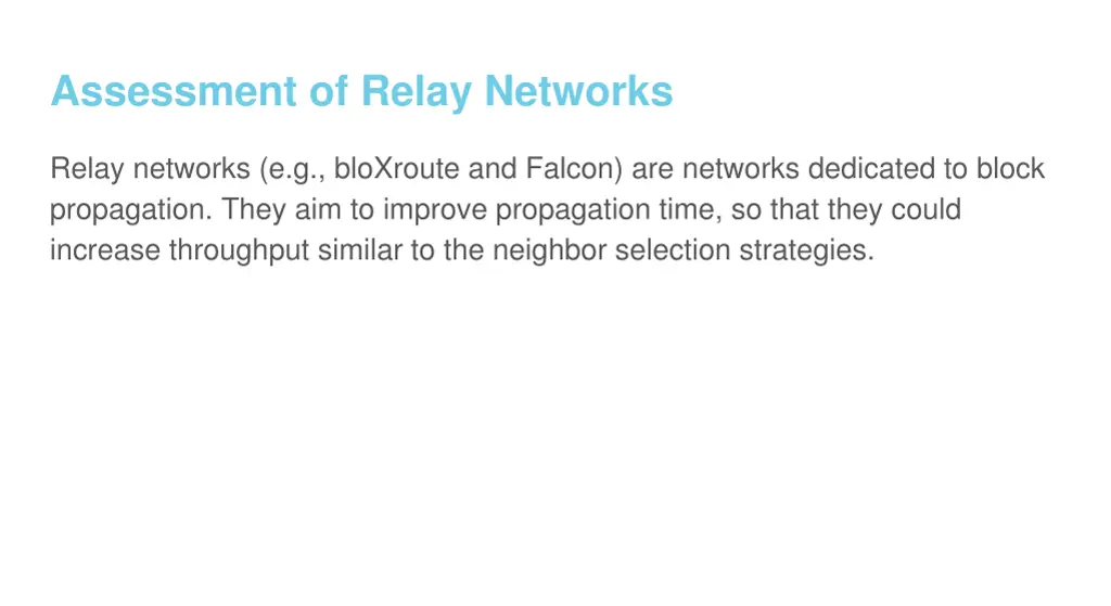 assessment of relay networks