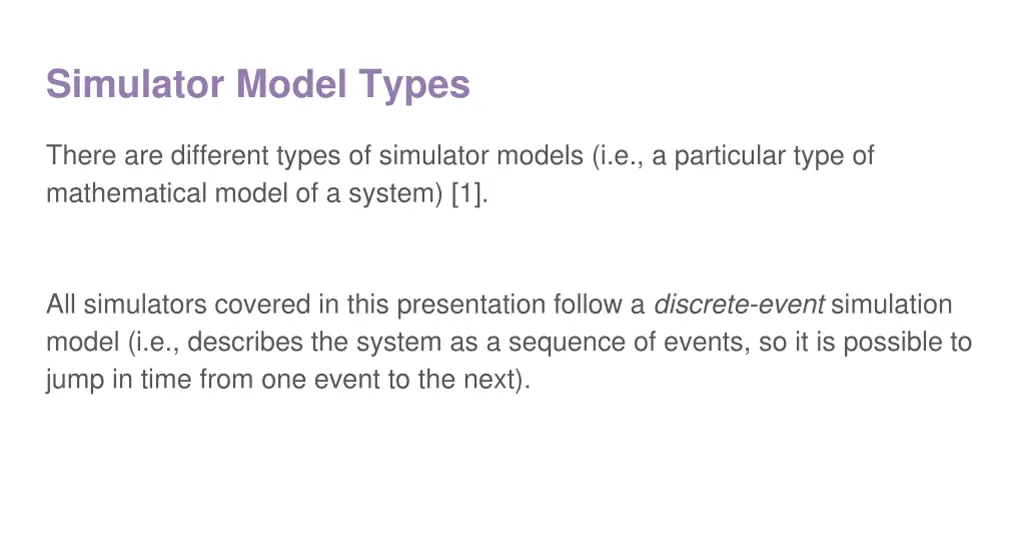 simulator model types