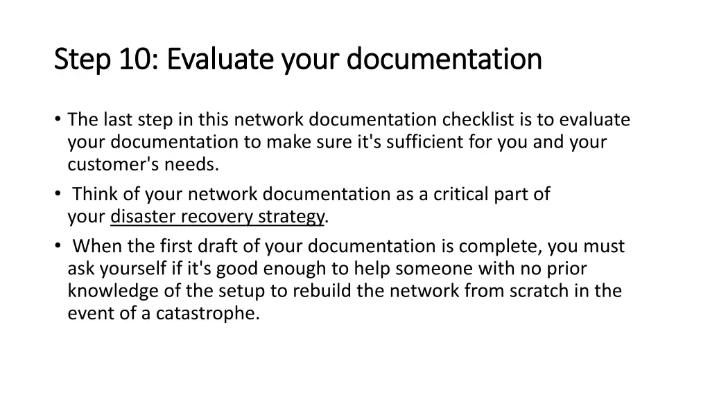 step 10 evaluate your documentation step