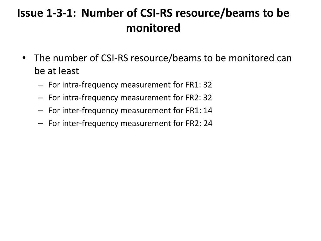 issue 1 3 1 number of csi rs resource beams