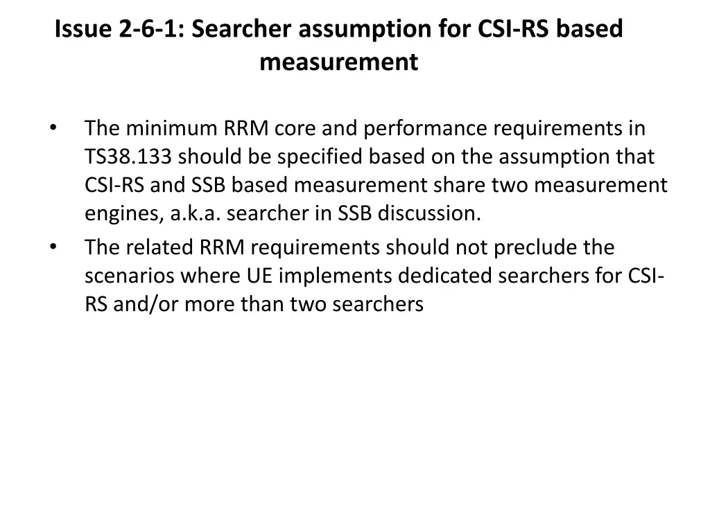 issue 2 6 1 searcher assumption for csi rs based