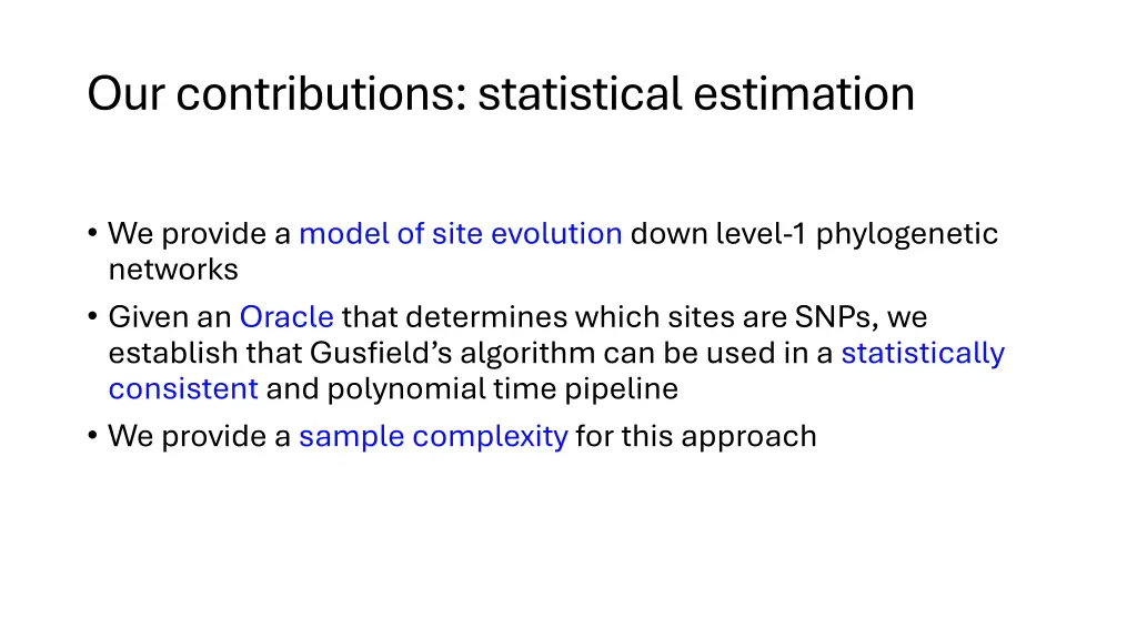 our contributions statistical estimation