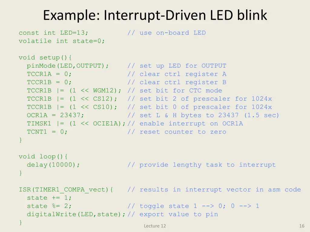 example interrupt driven led blink
