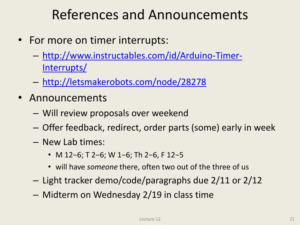 references and announcements