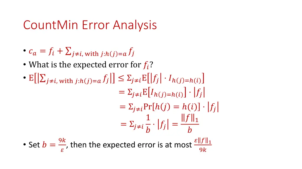 countmin error analysis 5