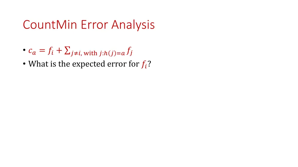 countmin error analysis