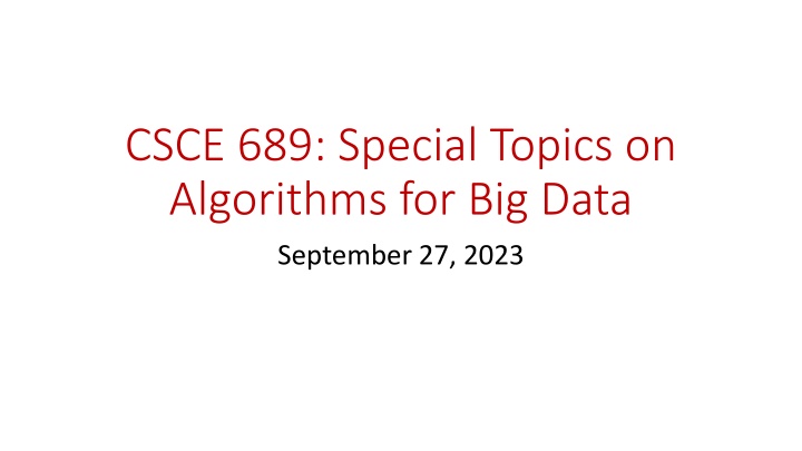 csce 689 special topics on algorithms