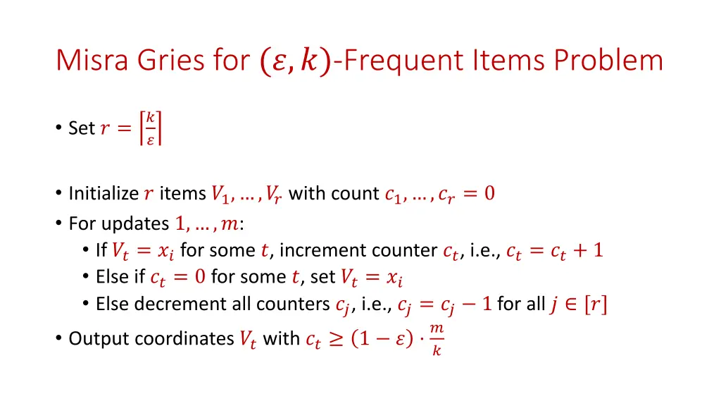 misra gries for frequent items problem 3