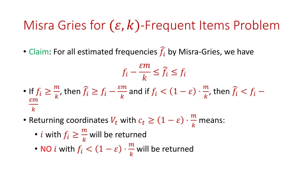 misra gries for frequent items problem 4