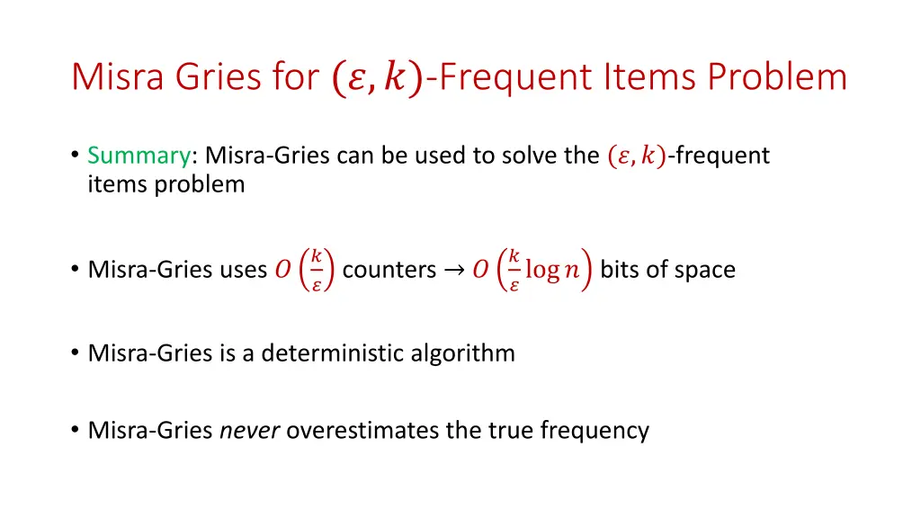 misra gries for frequent items problem 5