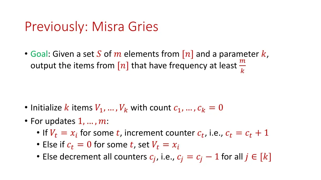 previously misra gries