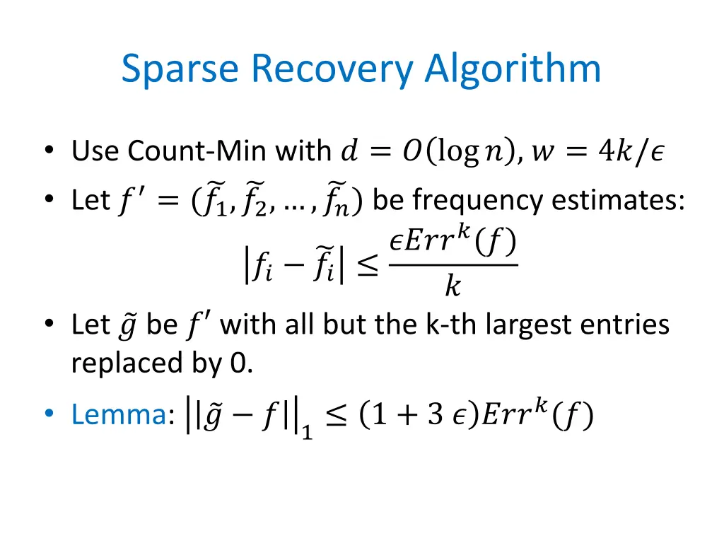 sparse recovery algorithm