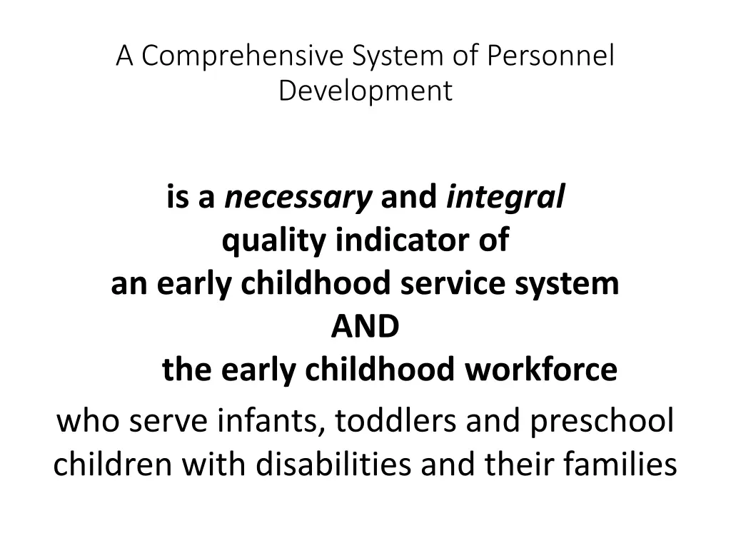 a comprehensive system of personnel development