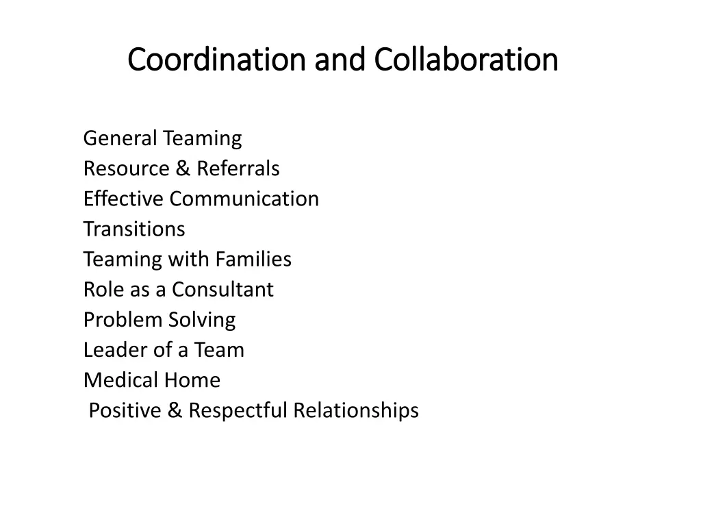 coordination and collaboration coordination