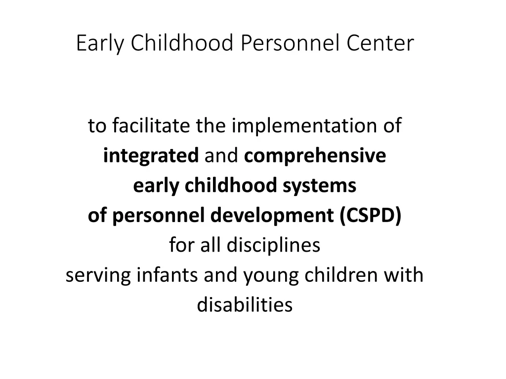 early childhood personnel center
